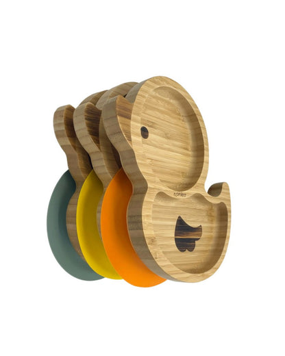 ECOMIKRO - Piatto con cucchiaio bambù PAPERA - verde