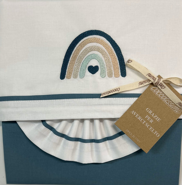 COCCOLISSIMI kit Culla Carrozzina Coperta Filo + lenzuola coordinate - Agave green