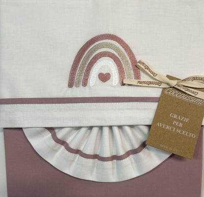 COCCOLISSIMI - set lenzuola 3 pezzi lettino Rainbow Old Rose