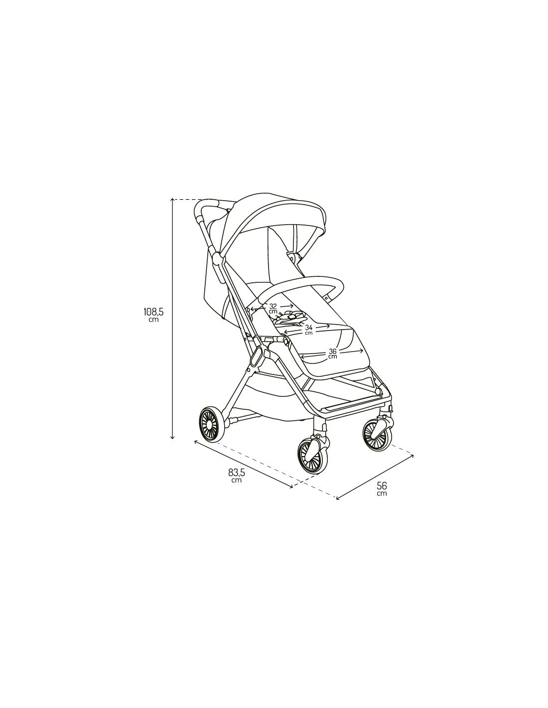 MoMi passeggino leggero ANDREA colore black