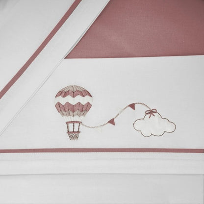 COCCOLISSIMI - set lenzuola 3 pezzi culla / carrozzina Balloon old rose