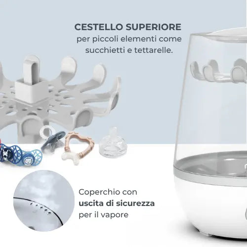 Nuvita - STERIEASY 1083 - Sterilizzatore Biberon Elettrico a Vapore - Fino a 6 biberon in soli 6min
