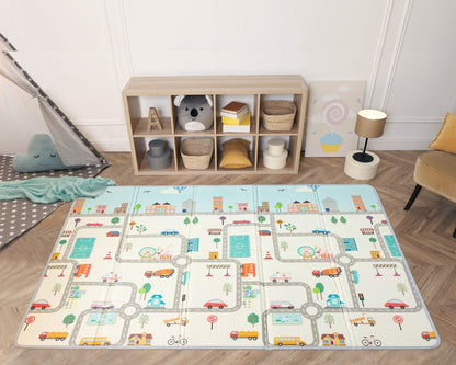 KIOKIDS - Tappeto giochi reversibile pieghevole - CITTÀ
