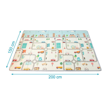 KIOKIDS - Tappeto giochi reversibile pieghevole - CITTÀ