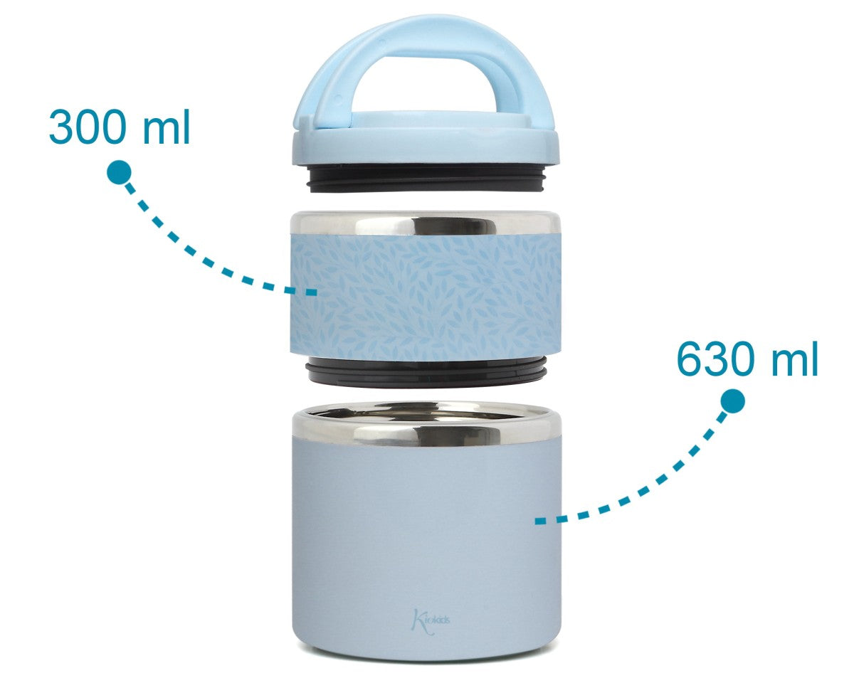 KIOKIDS - Thermos doppio per alimenti in acciaio 930ml - CELESTE
