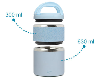 KIOKIDS - Thermos doppio per alimenti in acciaio 930ml - CELESTE
