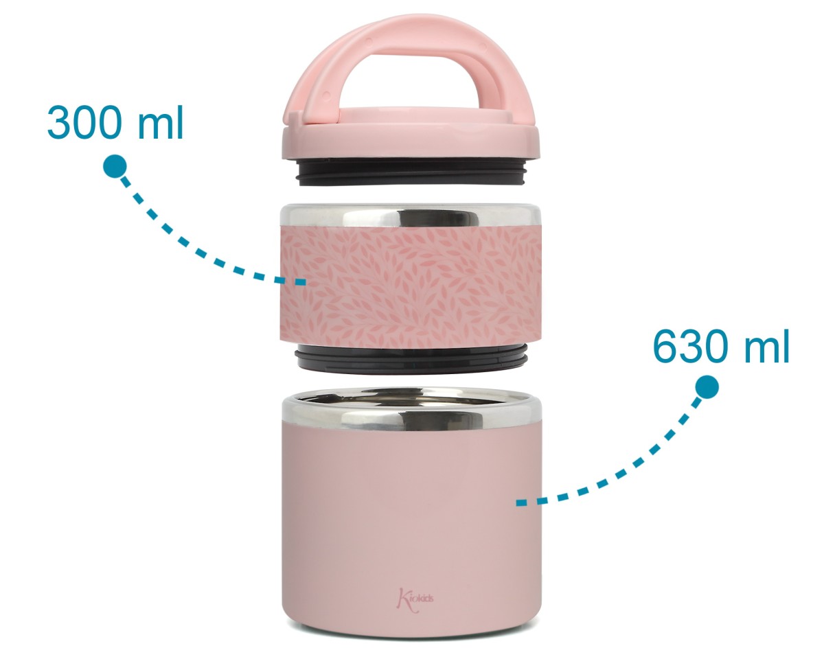 KIOKIDS - Thermos doppio per alimenti in acciaio 930ml - ROSA