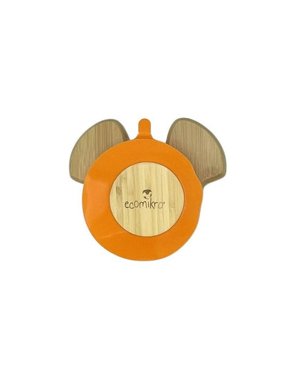 ECOMIKRO - Piatto con cucchiaio bambù TOPO - arancio