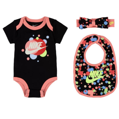 NIKE Set regalo 3pz - Body, fascia e bavaglino - 0-6m - multicolor